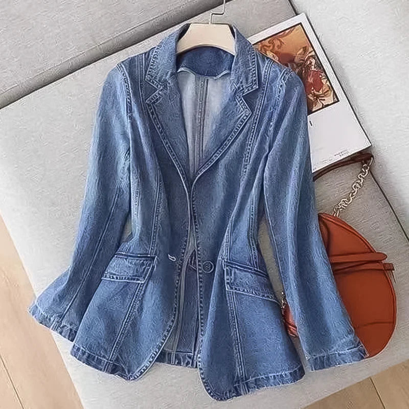 Denim blazerjas voor dames