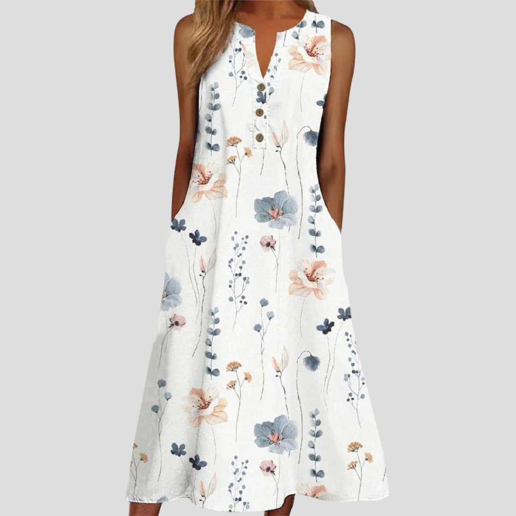 Witte V-hals jurk met bloemenprint en mouwen voor dames