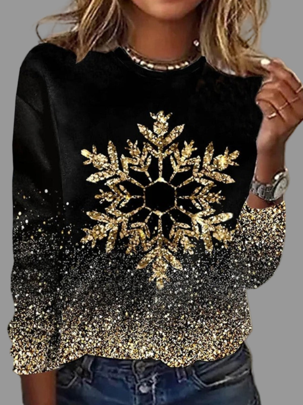 Dames vakantie T-shirt - Kerst ronde hals lange mouw