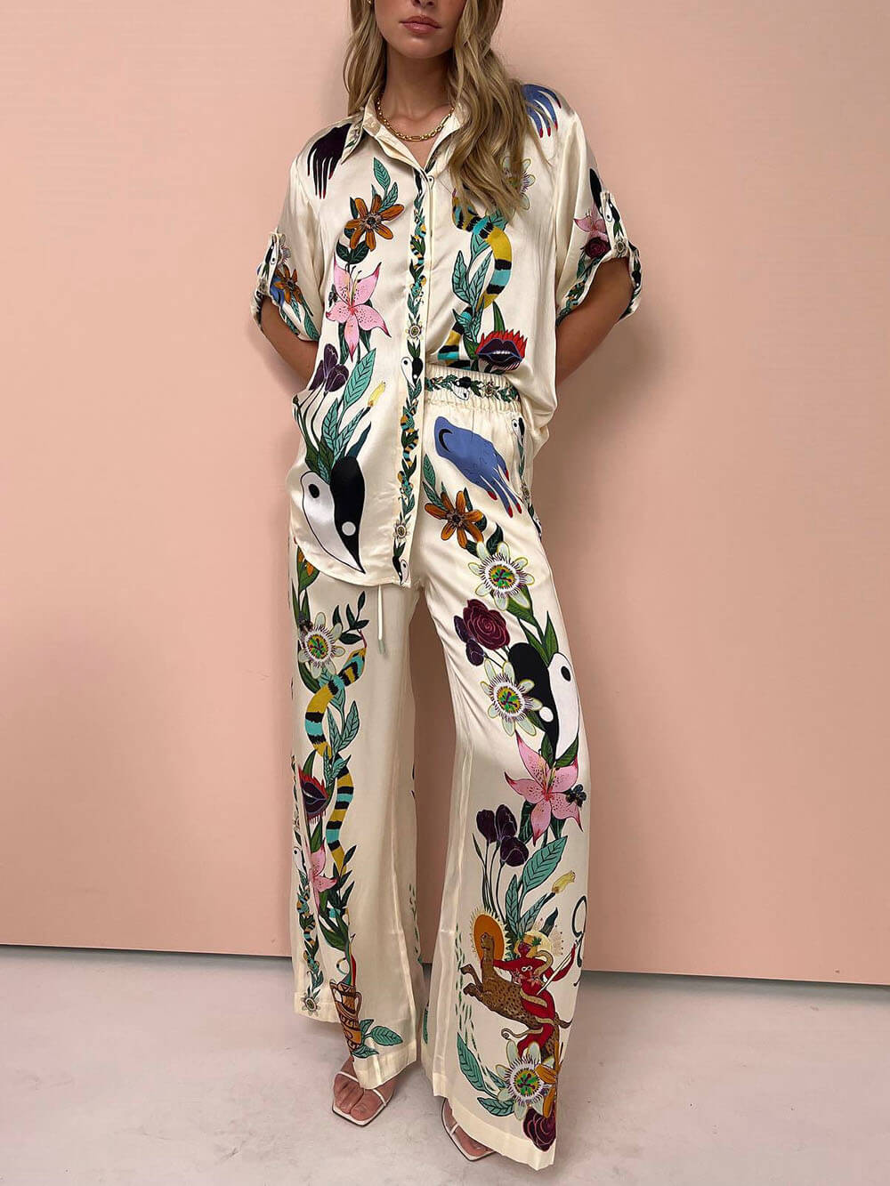 Tweedelige Set met Bloemenprint