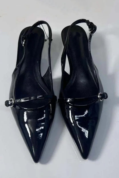 Lakleren Slingback Hakken met Gesp