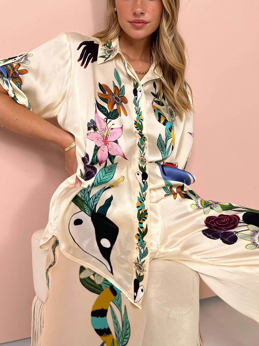 Tweedelige Set met Bloemenprint