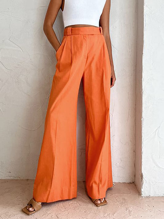 Wijde pantalon met hoge taille en plooien