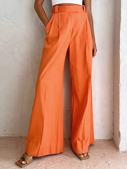 Wijde pantalon met hoge taille en plooien