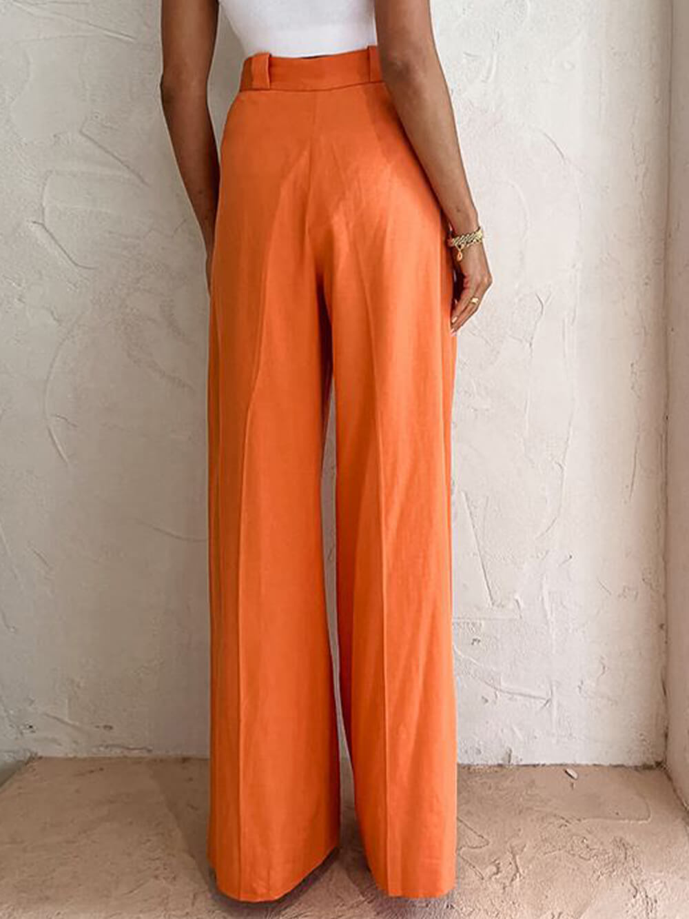Wijde pantalon met hoge taille en plooien
