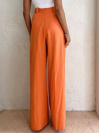 Wijde pantalon met hoge taille en plooien