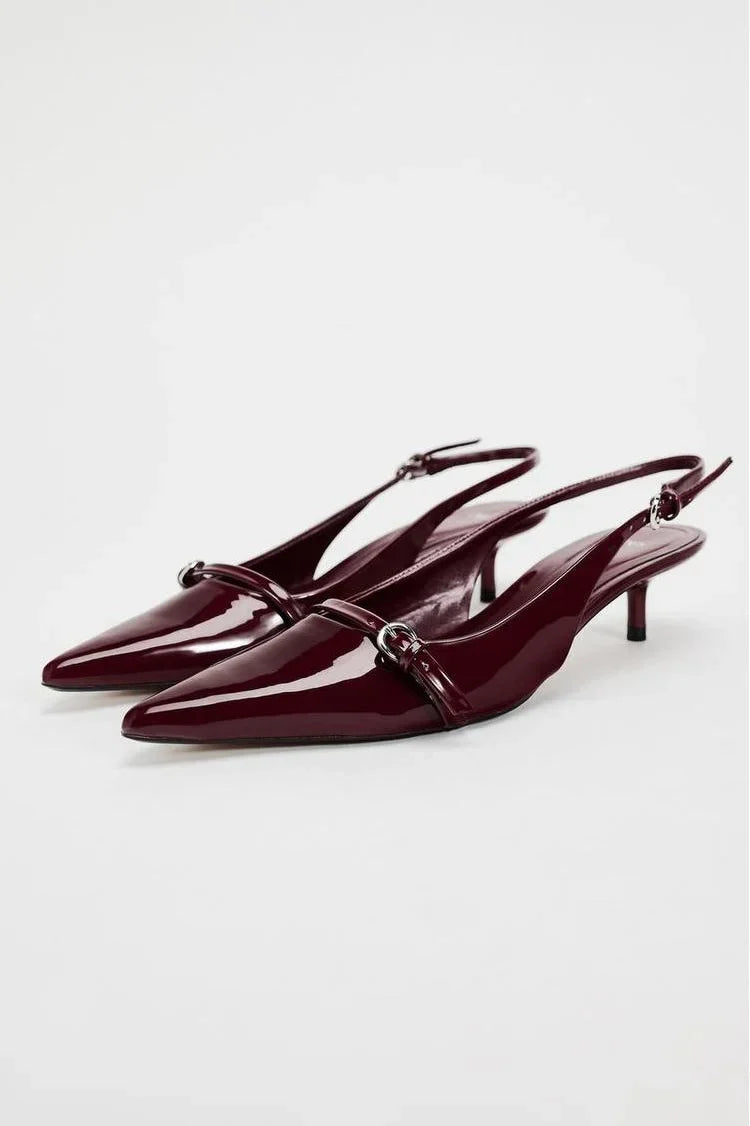 Lakleren Slingback Hakken met Gesp