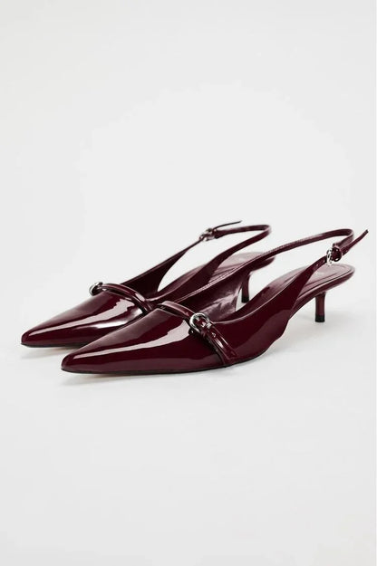 Lakleren Slingback Hakken met Gesp