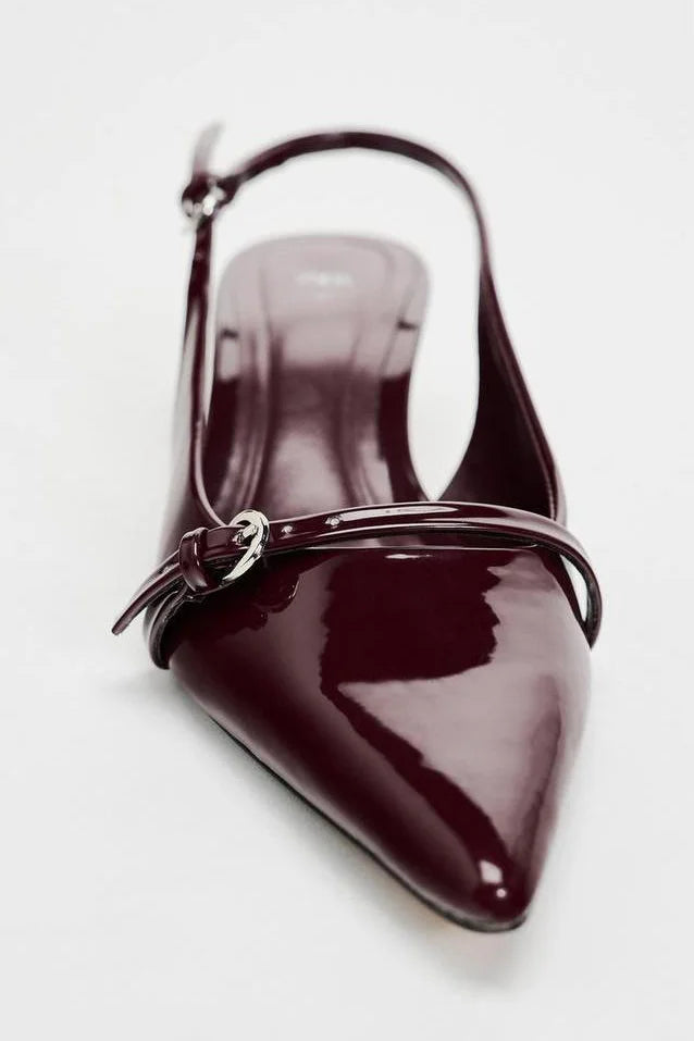 Lakleren Slingback Hakken met Gesp