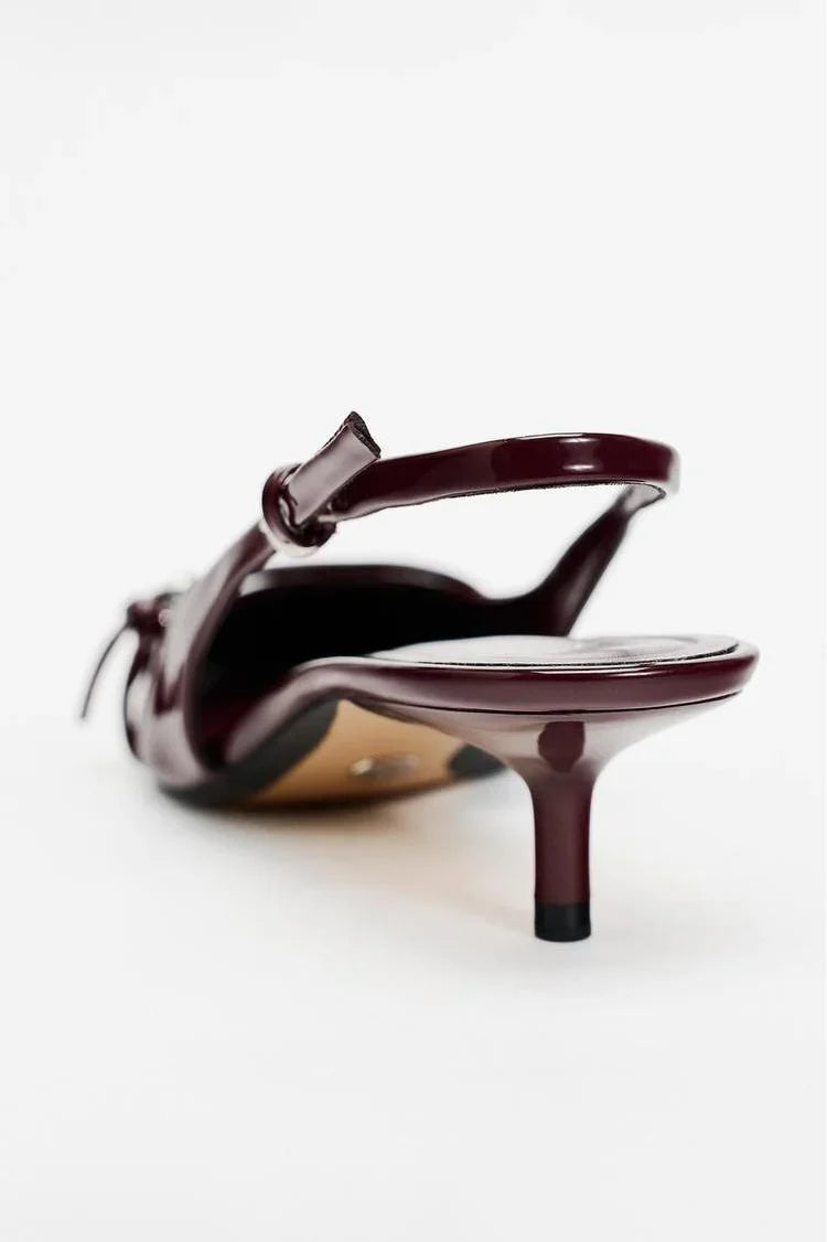 Lakleren Slingback Hakken met Gesp