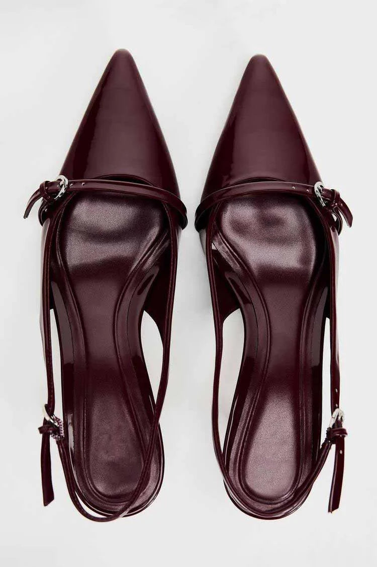 Lakleren Slingback Hakken met Gesp