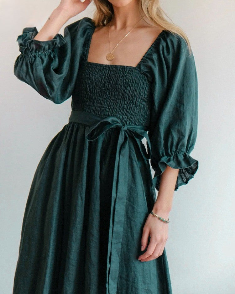 Boho Midi Jurk met Strikdetail
