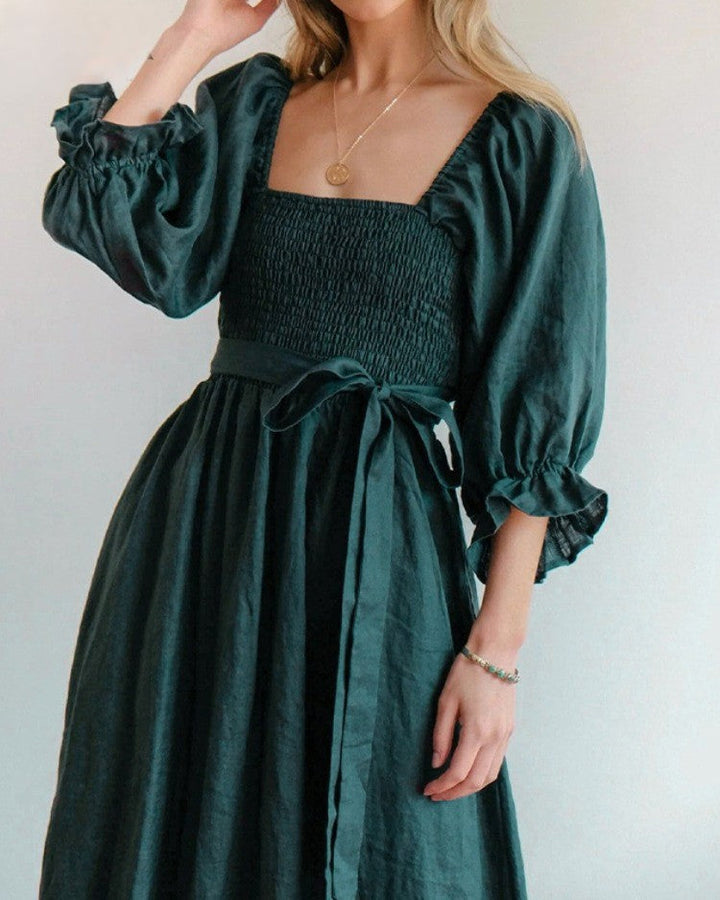 Boho Midi Jurk met Strikdetail