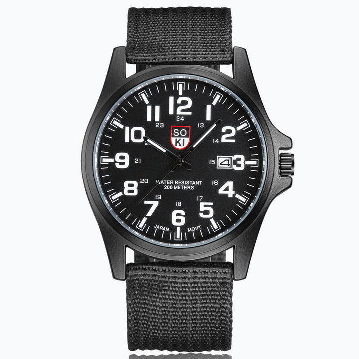 Robuust horloge in militaire stijl met verlichte wijzerplaat