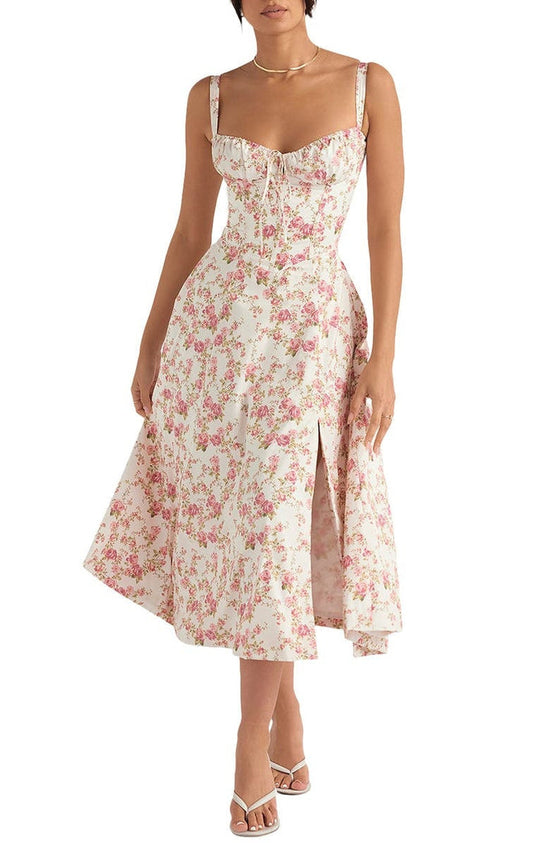 Bloemen taille-vormende jurk