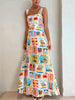 Maxi-jurk met Vierkante Hals en Tropische Print