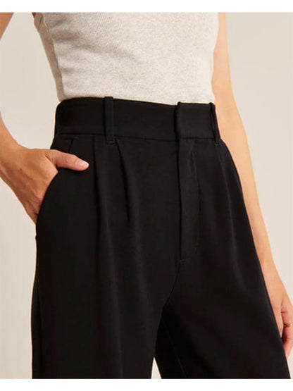 Pantalon met hoge taille en rechte pijpen