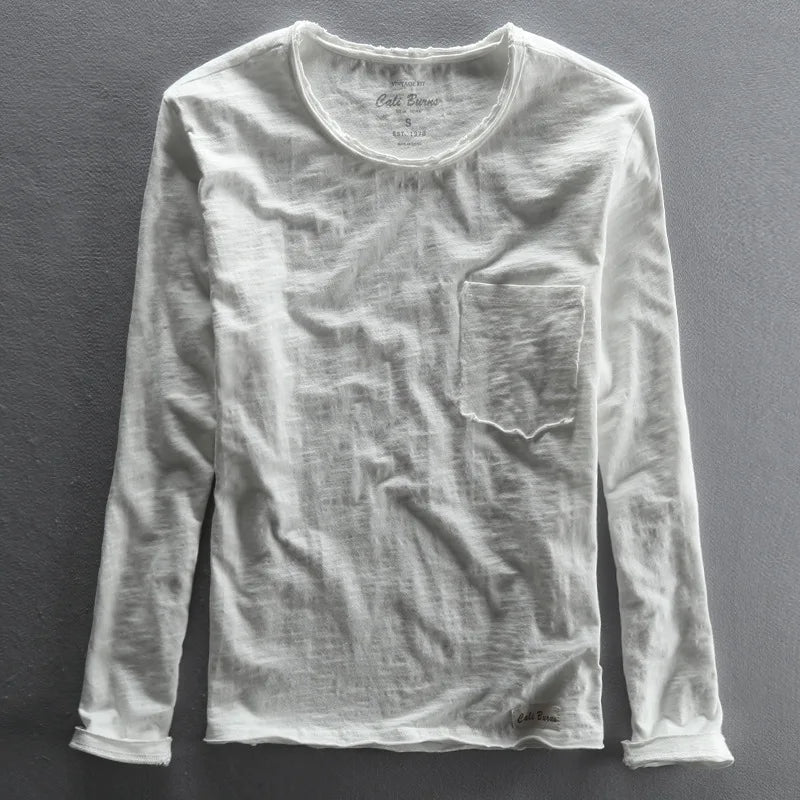 Vintage katoenen shirt met lange mouwen en ronde hals