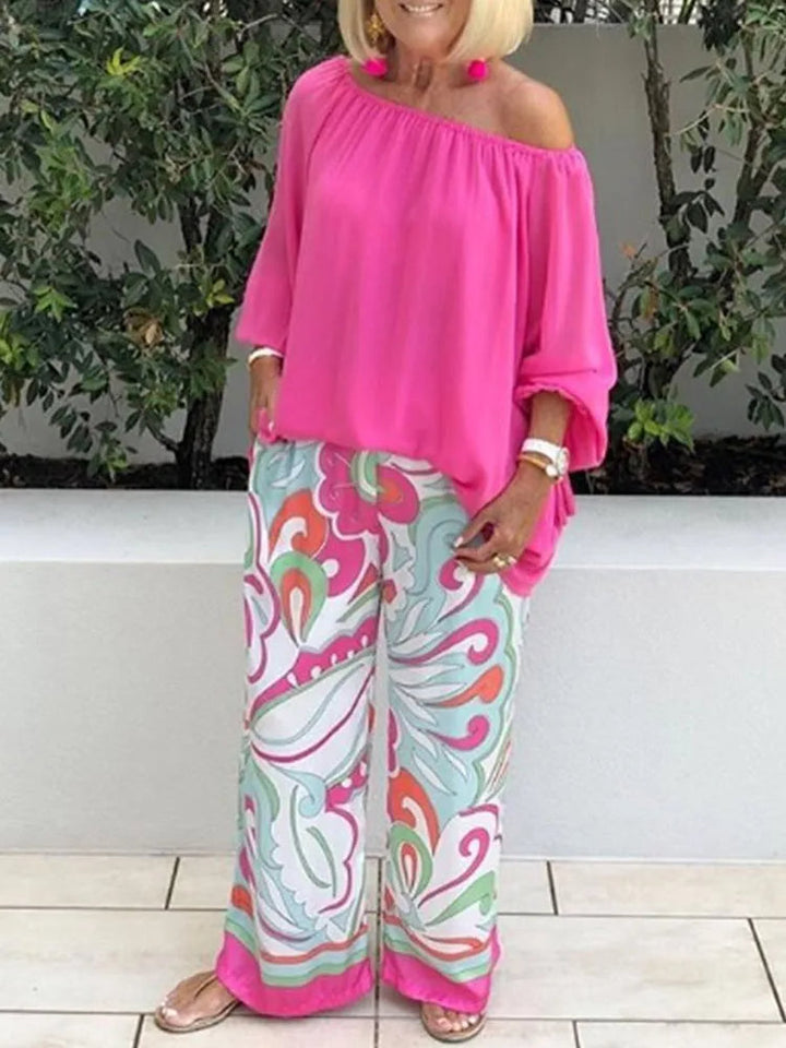 Stijlvolle off-shoulder tweedelige set