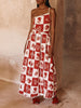 Maxi-jurk met asymmetrische hals en print