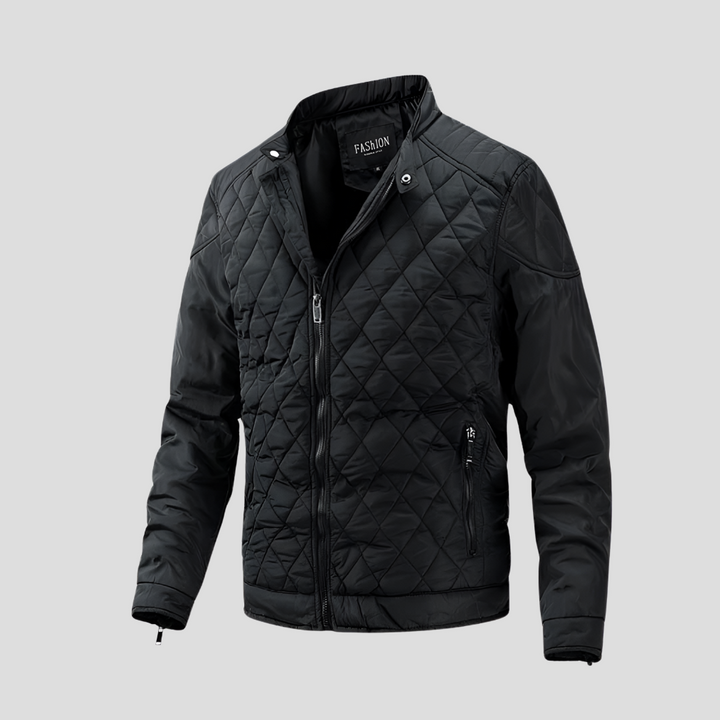 Elegante gewatteerde jas voor heren in overgangsstijl