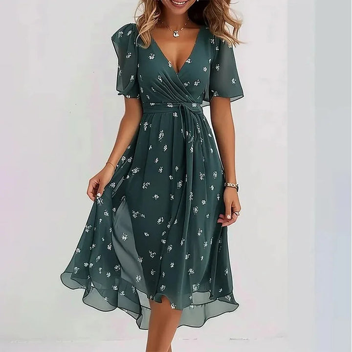 Zomerjurk met vloeiende bloemenprint (knielengte)