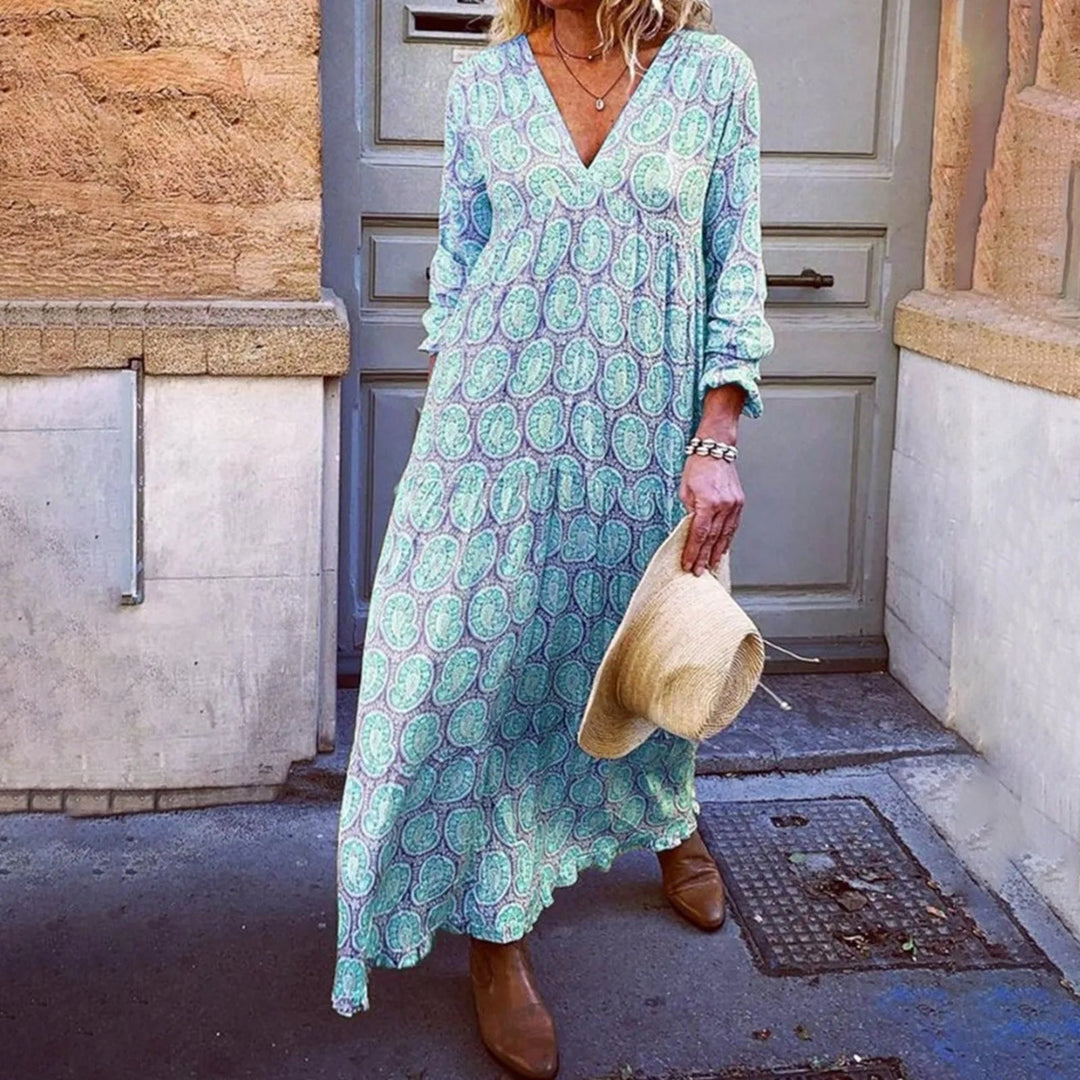 Bohowaves Geometrische Maxi-jurk - Waar Boheemse flair en zomerse elegantie samenkomen