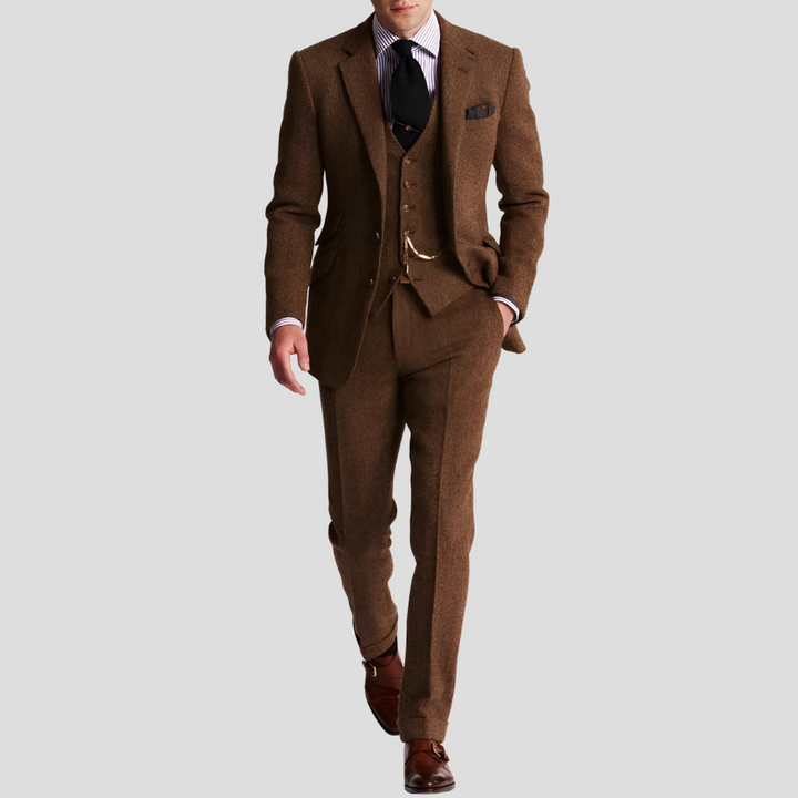 3-delig klassiek elegant tweed smoking herenpak