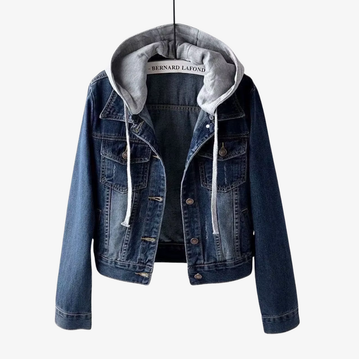 Stijlvol cropped denim jack met capuchon voor dames