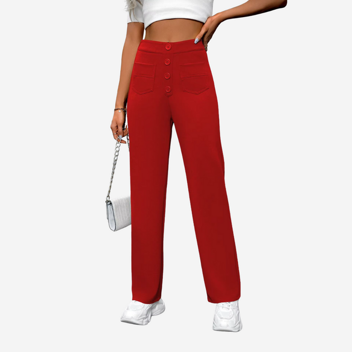 Hoge taille rechte broek voor dames