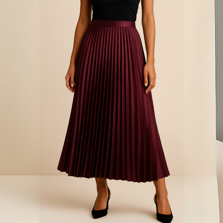 Satijnen geplooide rok met hoge taille