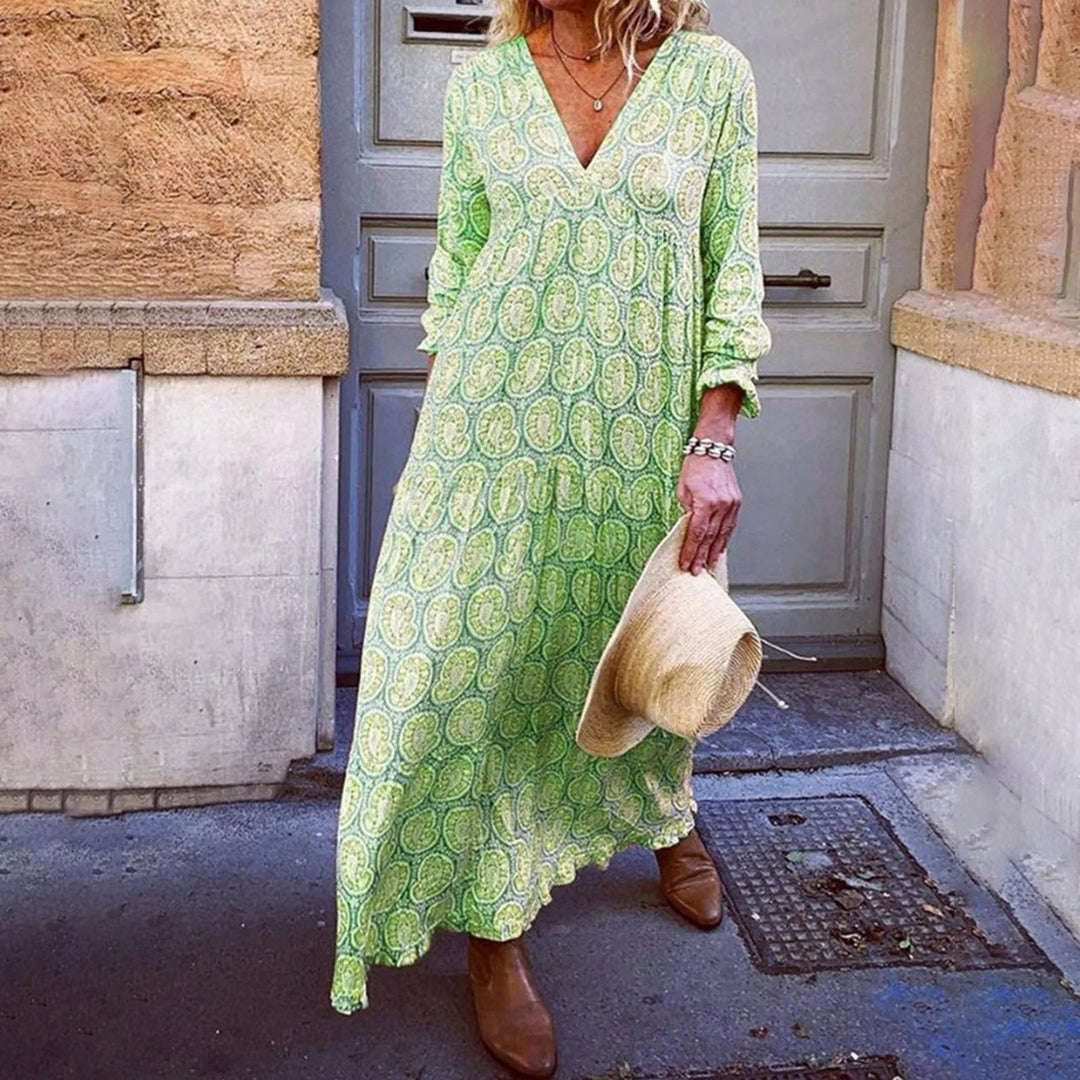 Bohowaves Geometrische Maxi-jurk - Waar Boheemse flair en zomerse elegantie samenkomen