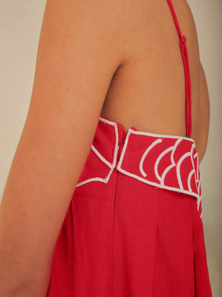 Rode Maxi-jurk met Spaghettibandjes