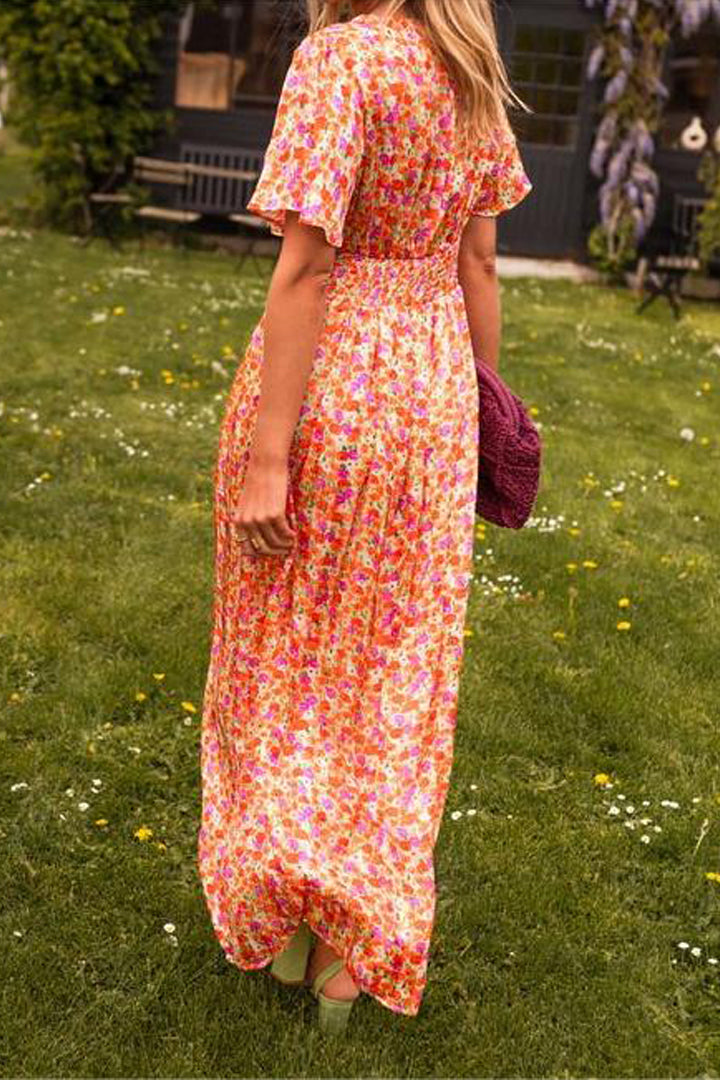 Bloemen V-hals Maxi Jurk
