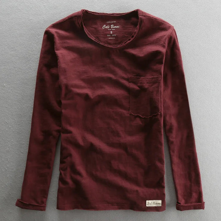 Vintage katoenen shirt met lange mouwen en ronde hals