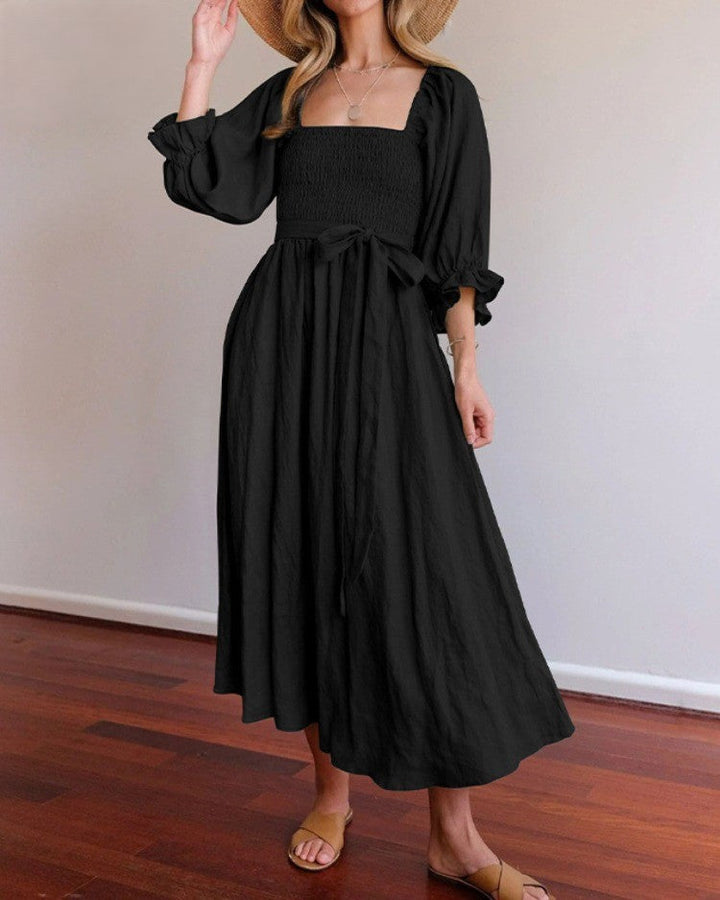 Boho Midi Jurk met Strikdetail