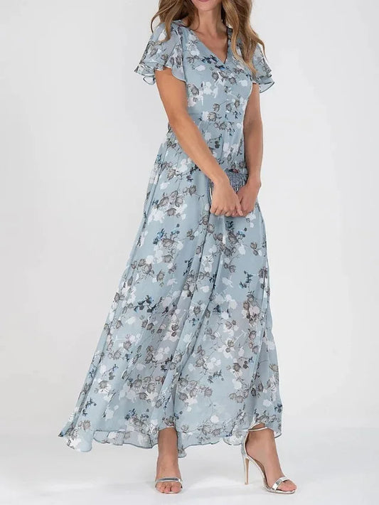 Maxi Jurk met Bloemenprint en V-hals