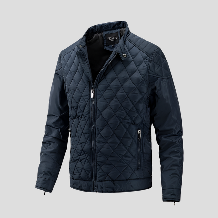 Elegante gewatteerde jas voor heren in overgangsstijl