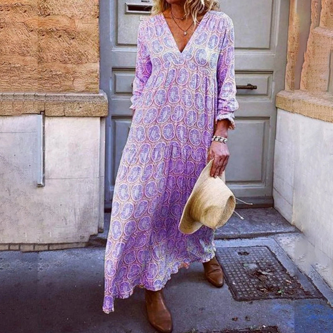 Bohowaves Geometrische Maxi-jurk - Waar Boheemse flair en zomerse elegantie samenkomen