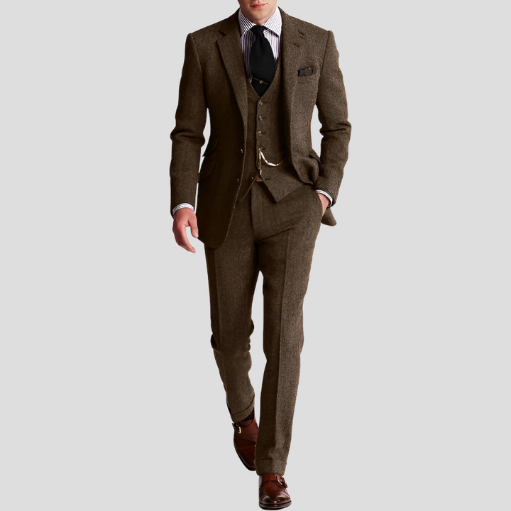 3-delig klassiek elegant tweed smoking herenpak