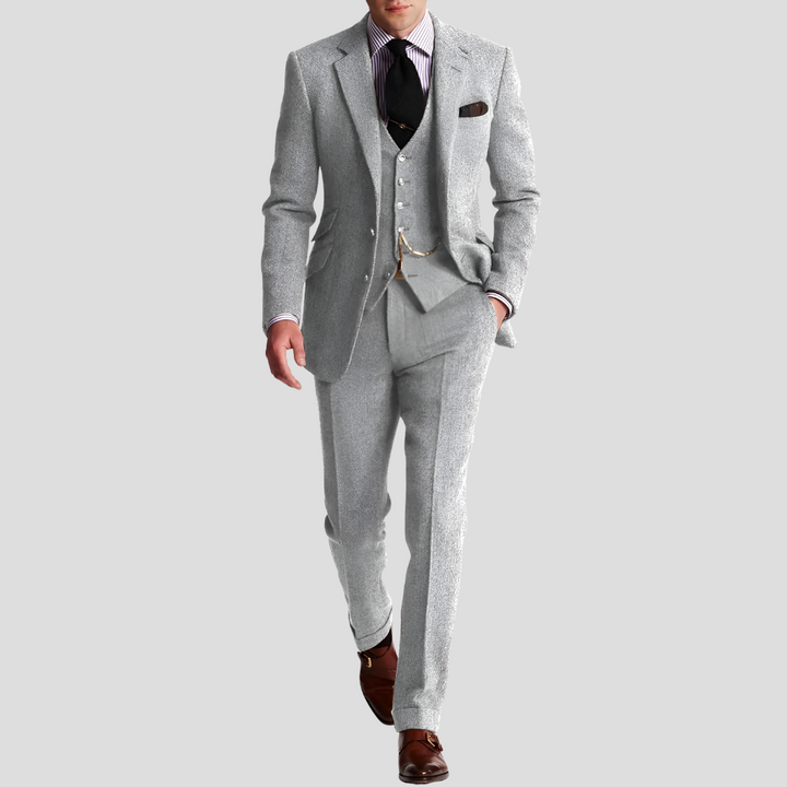 3-delig klassiek elegant tweed smoking herenpak