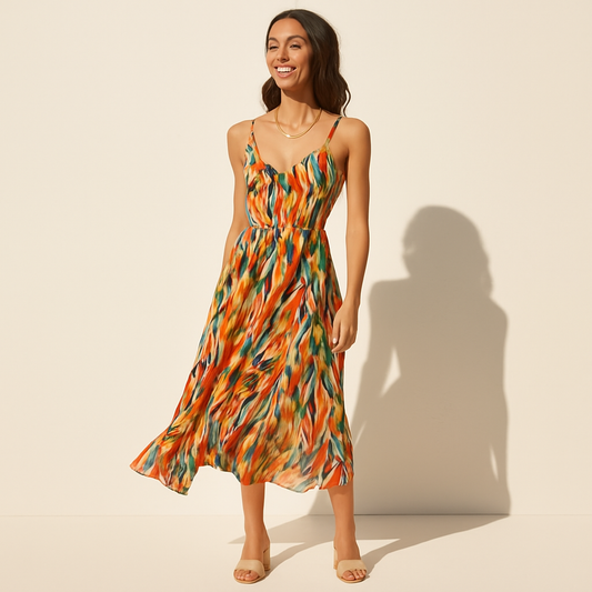 Tropische Maxi Jurk met Strikdetail