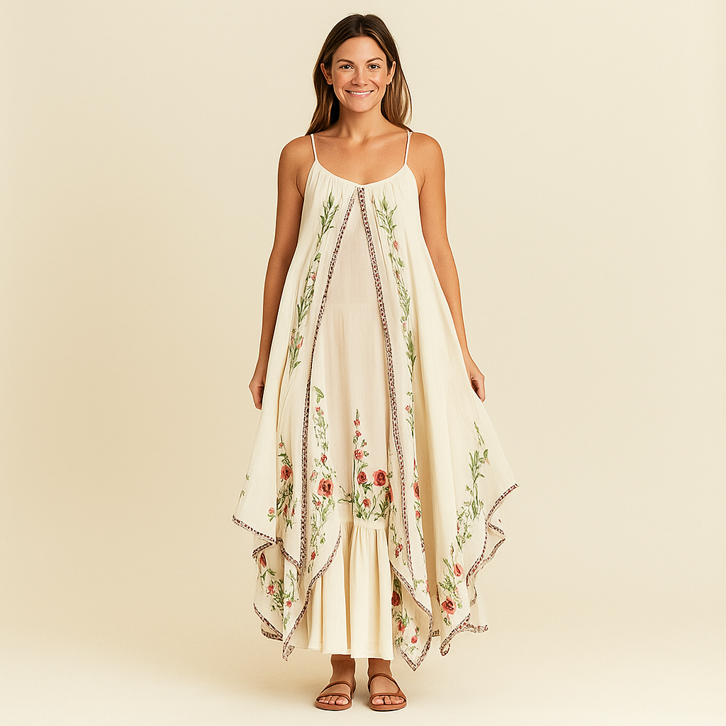 Maxi-jurk met bloemenprint en gelaagde voile