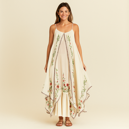 Maxi-jurk met bloemenprint en gelaagde voile