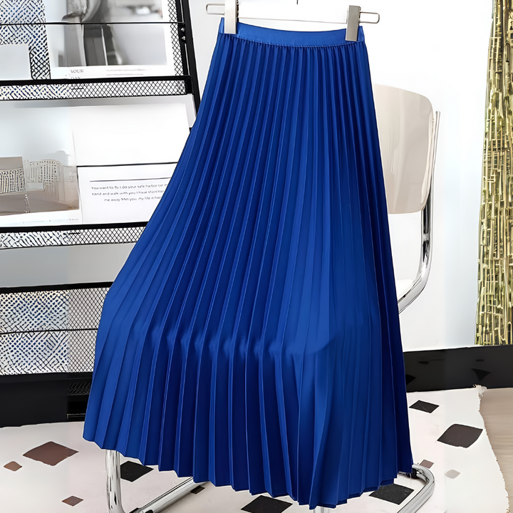 Satijnen geplooide rok met hoge taille