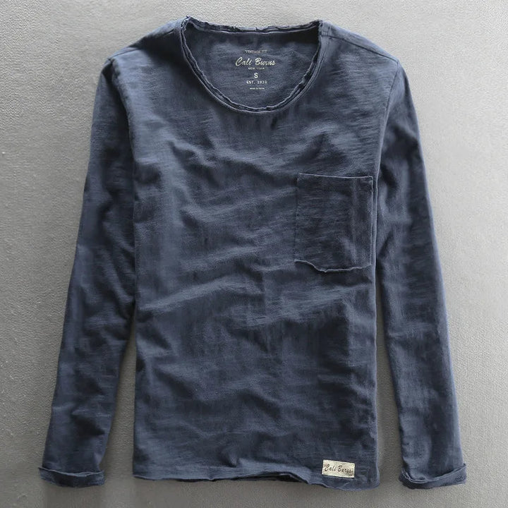 Vintage katoenen shirt met lange mouwen en ronde hals