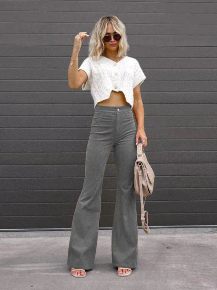 Trendy corduroy flare broek voor dames