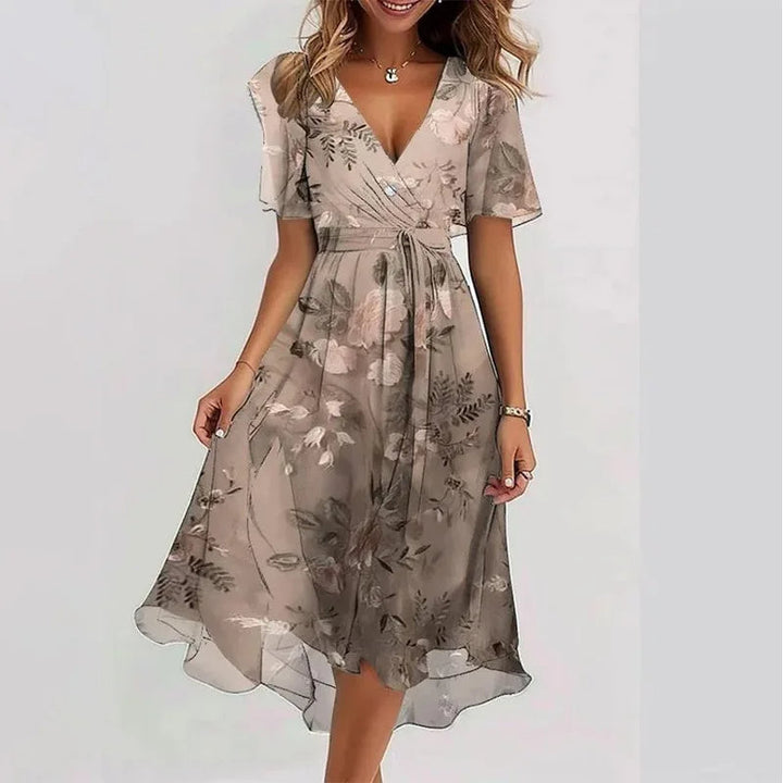 Zomerjurk met vloeiende bloemenprint (knielengte)