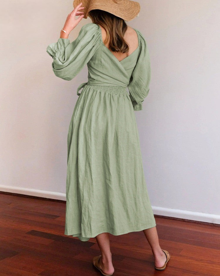 Boho Midi Jurk met Strikdetail