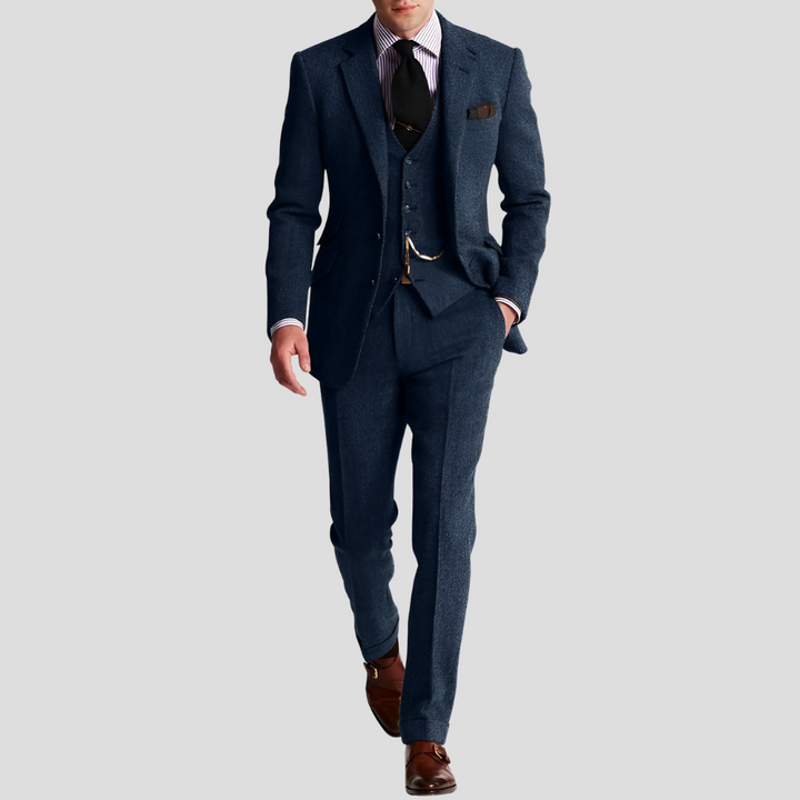 3-delig klassiek elegant tweed smoking herenpak